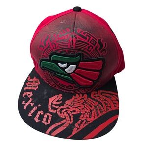 Top Level Mexico Snapback Hat Red Black Aztec Eagle Embroidered Cotton‎ Cap W2